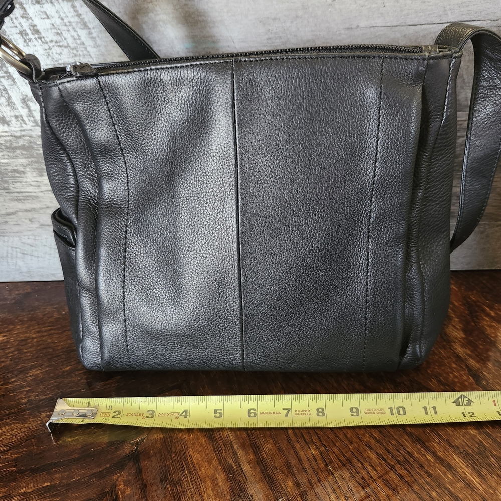 Vintage Black Pebble Genuine Leather Rolfs Shoulder Bag Purse - Picture 13 of 14
